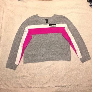 BLUSH AND BLOOM hot pink and grey color block Sweater SZ XL